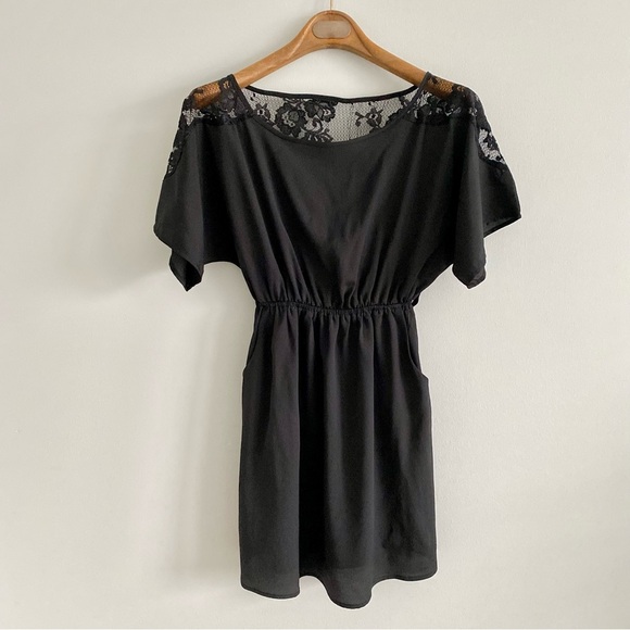 Black Lace Back Mini Dress Size Small - Picture 1 of 5